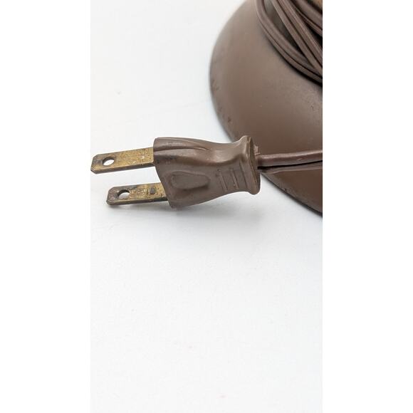 Vintage Mid Century Modern Textured Ceramic Table Lamp Brown Tan Geometric Base - Picture 9 of 10